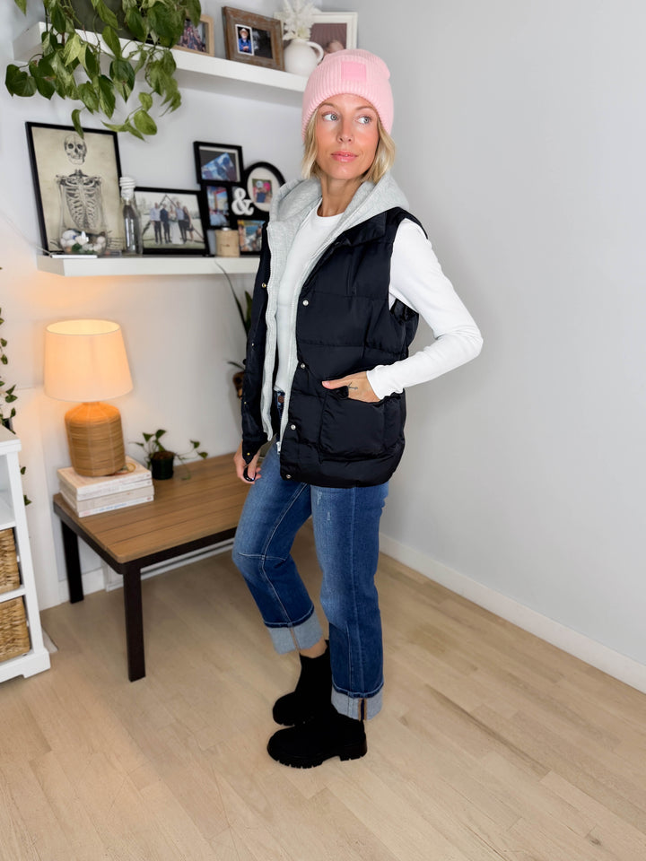 Bradlee Hoodie Vest- BLACK