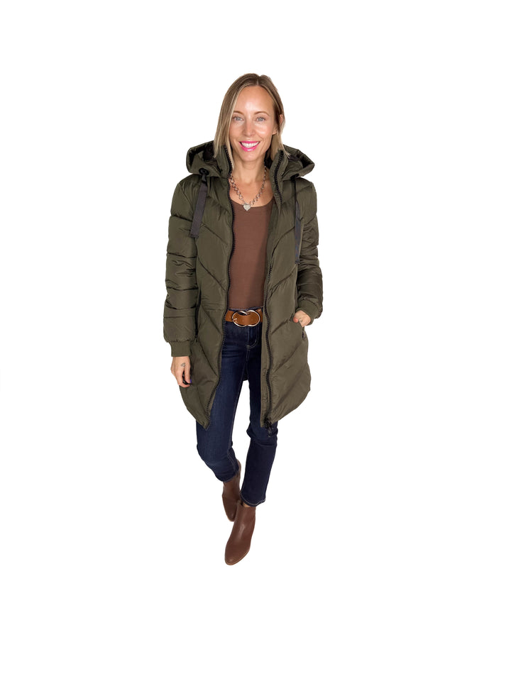 ONLY Skylar Hooded Puffer Jacket- FOREST NIGHT