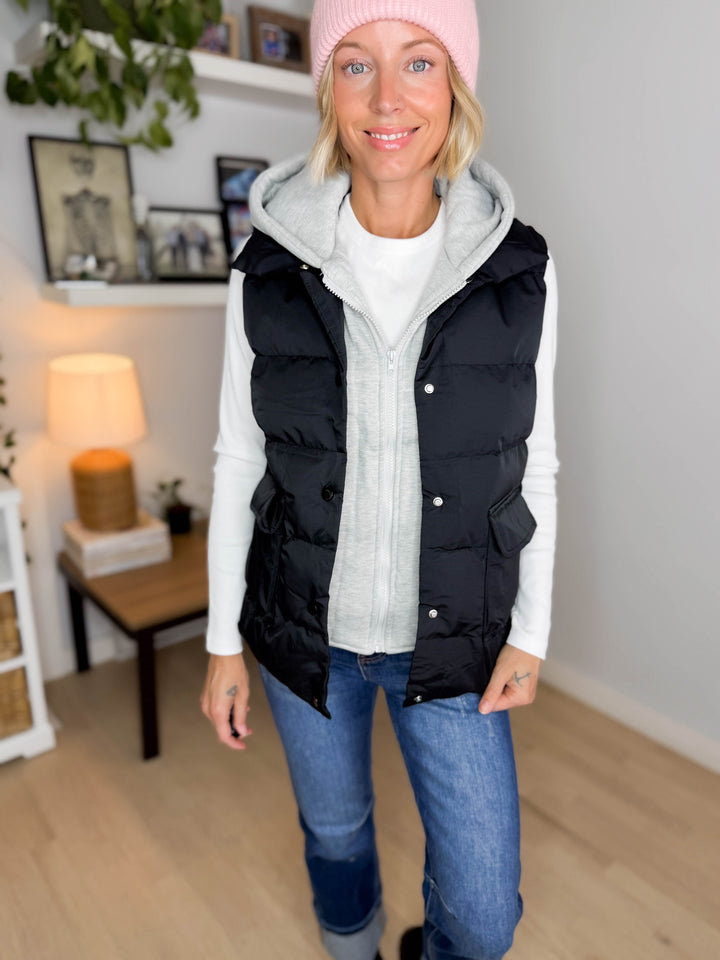 Bradlee Hoodie Vest- BLACK