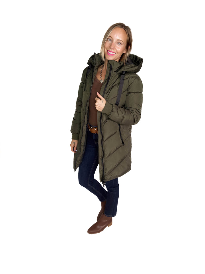 ONLY Skylar Hooded Puffer Jacket- FOREST NIGHT