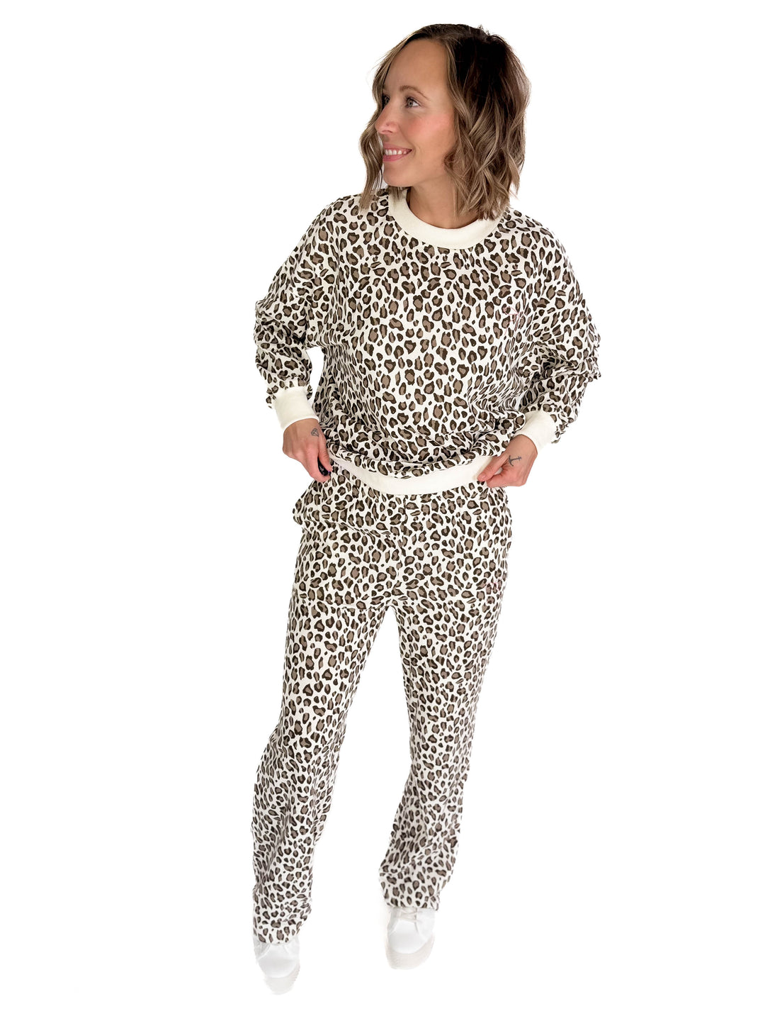 Avery Set- CREAM/BROWN LEOPARD