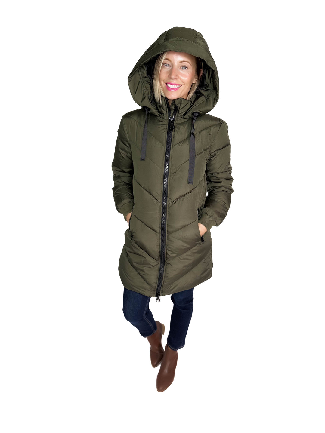 ONLY Skylar Hooded Puffer Jacket- FOREST NIGHT