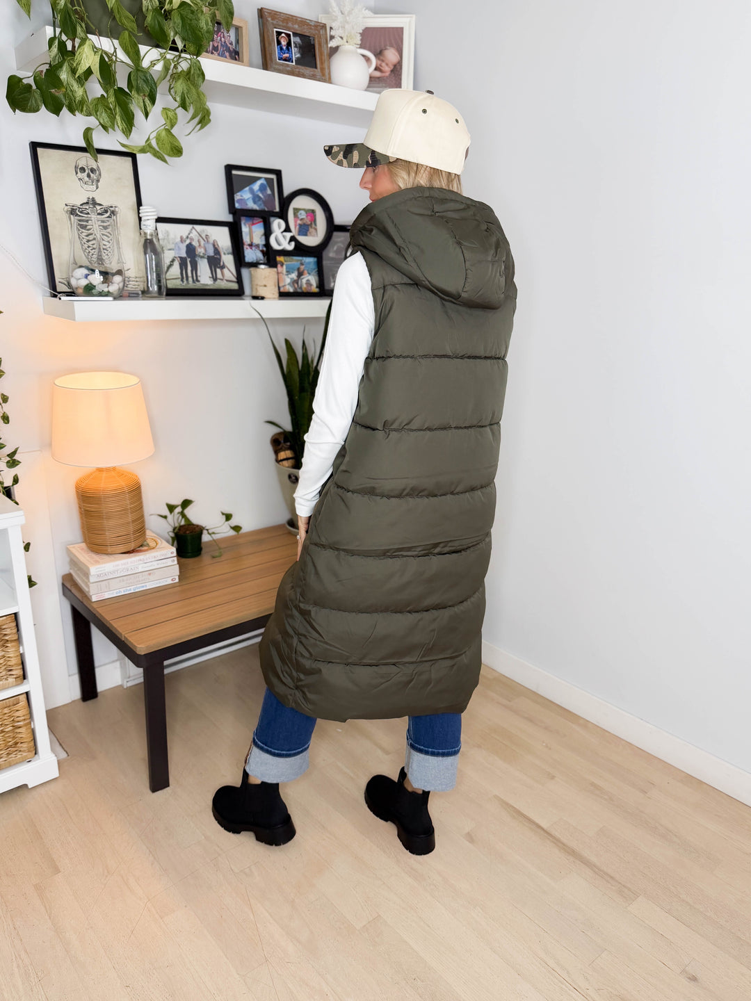 VERO MODA Michelle Long Puffer Vest- FOREST NIGHT