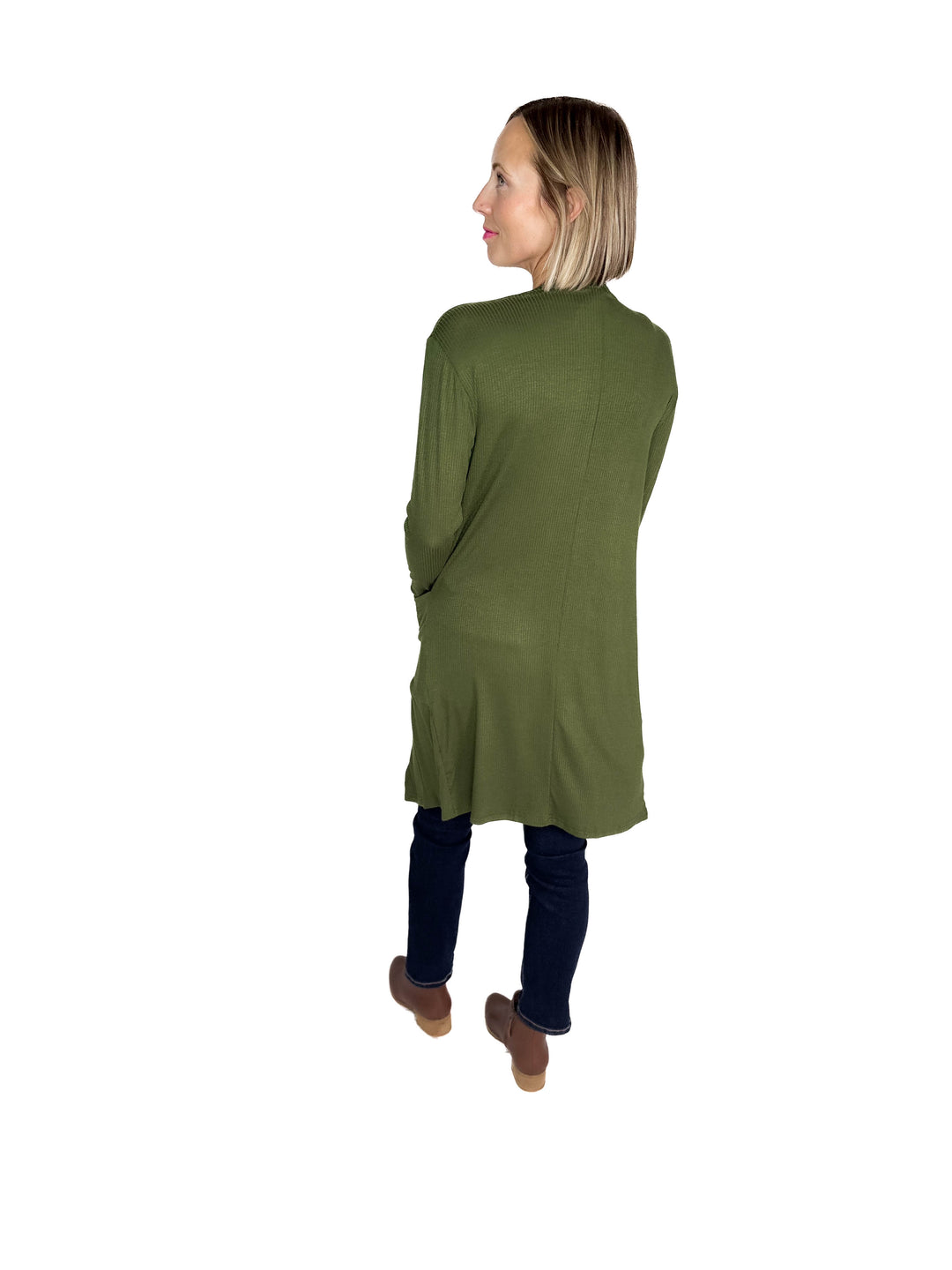 Sierra Ribbed Cardigan- OLIVE