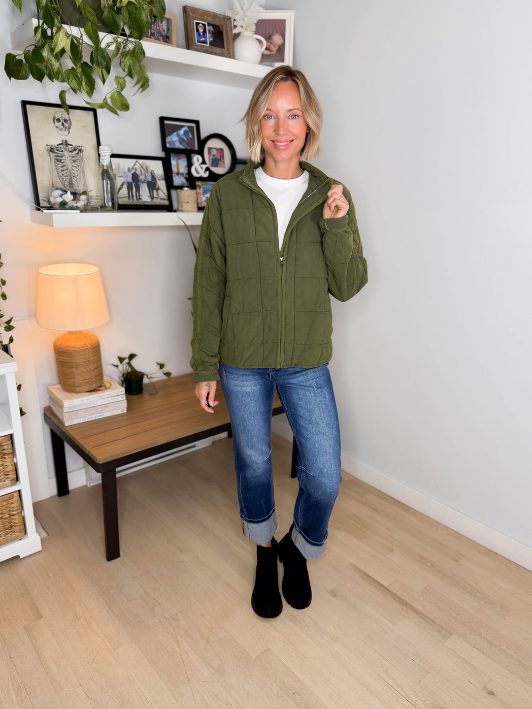 Catherine Soft Quilted Jacket- OLIVE