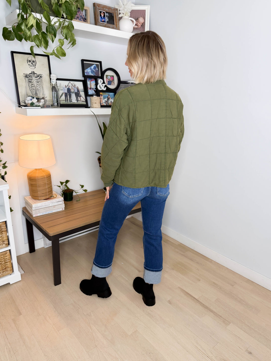 Catherine Soft Quilted Jacket- OLIVE