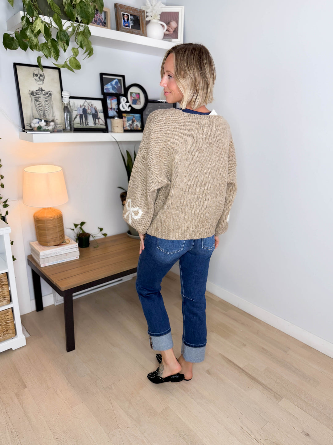 Pinella Ribbon Cardigan- TAUPE