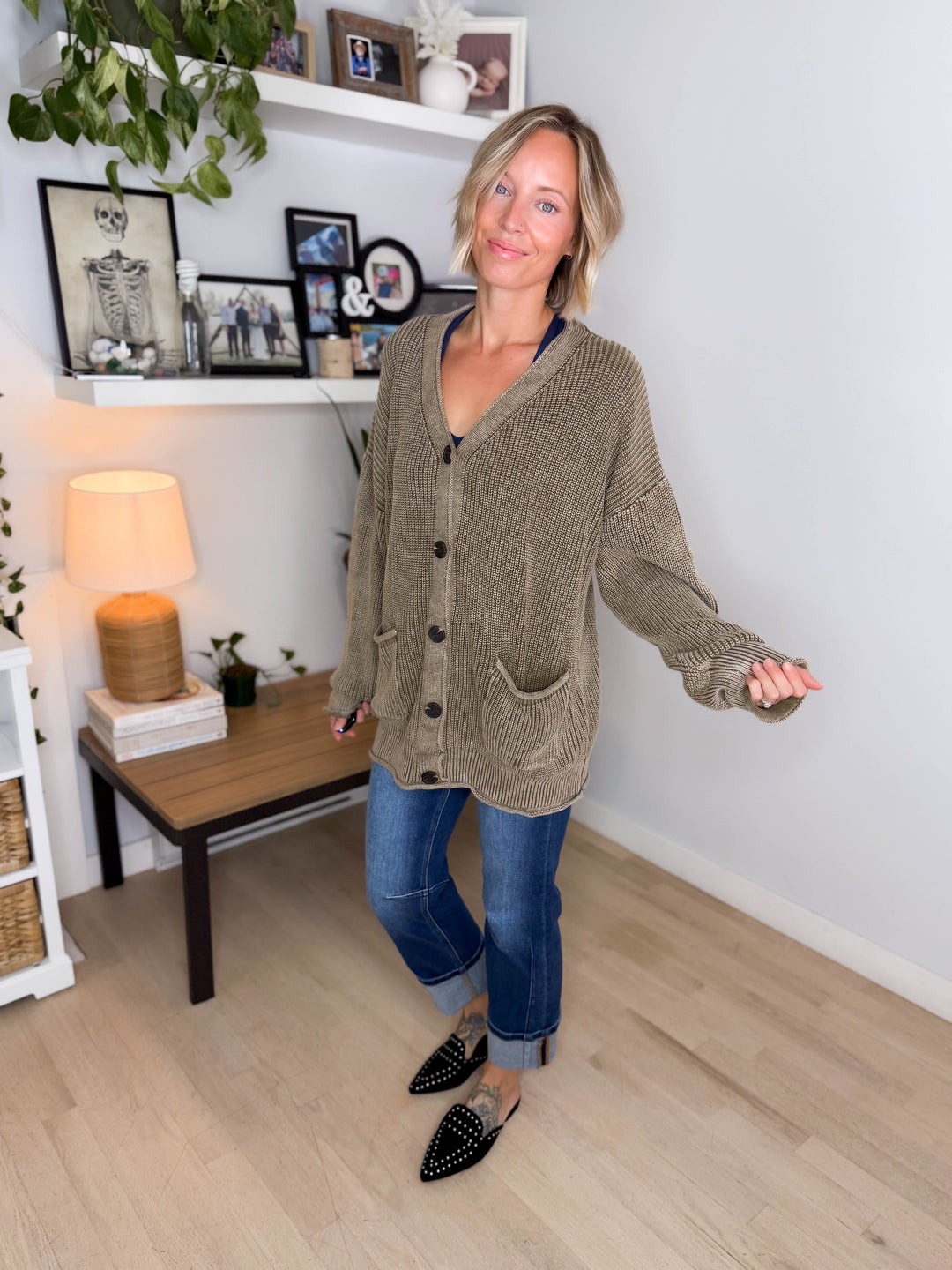 Darcy Washed Cotton Cardigan- MOCHA