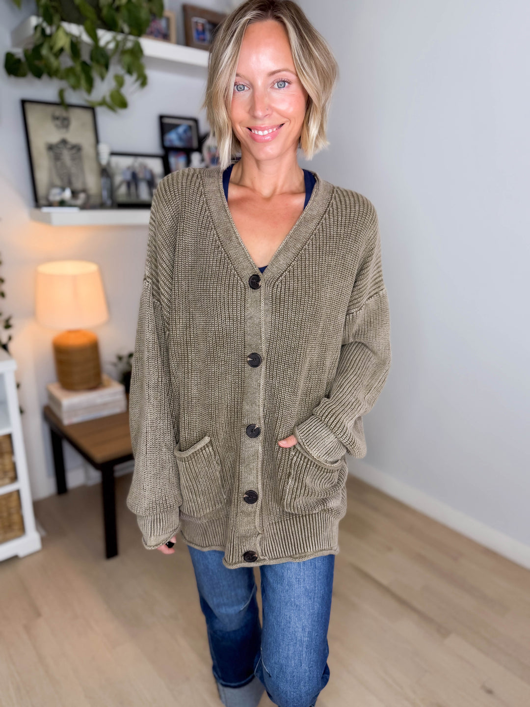 Darcy Washed Cotton Cardigan- MOCHA