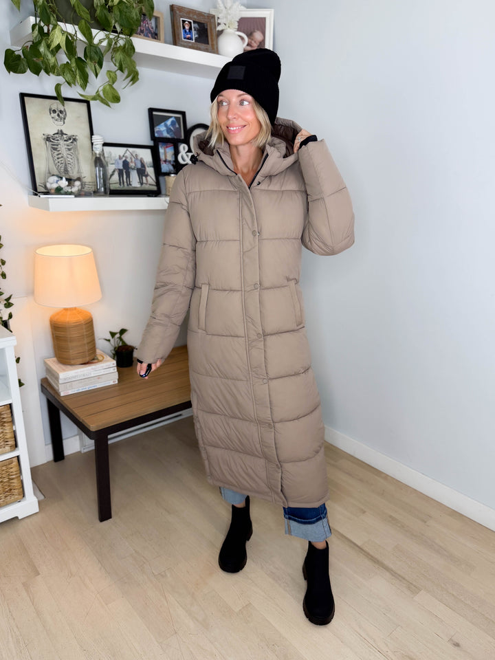 ONLY Premium Puff XLong Jacket- TAUPE GRAY
