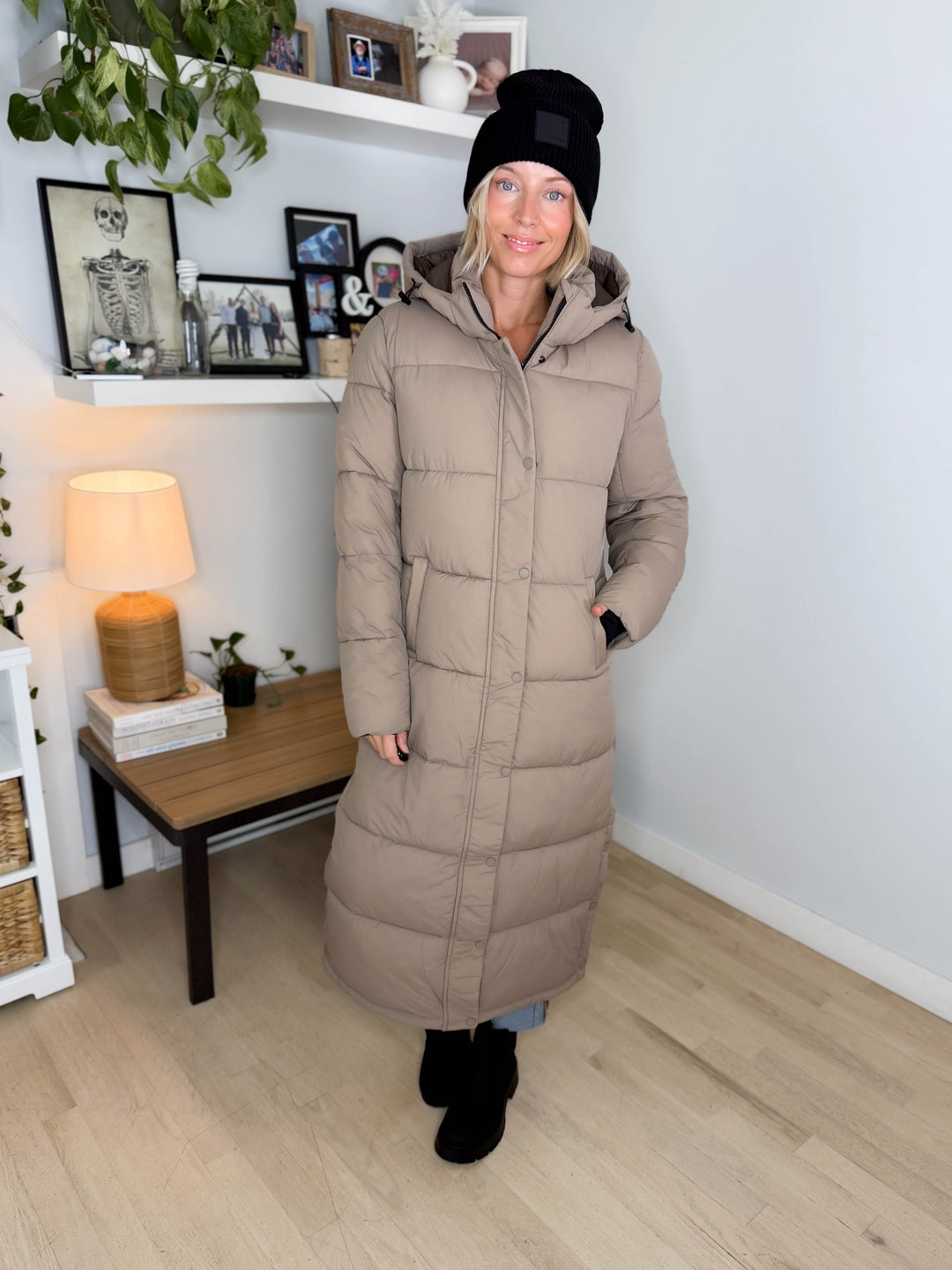 ONLY Premium Puff XLong Jacket- TAUPE GRAY