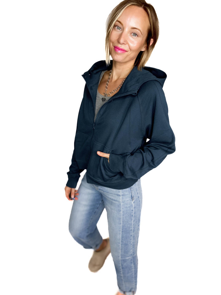 MONO B Kaid Soft Structure Fleece Zip Up- MIDNIGHT NAVY