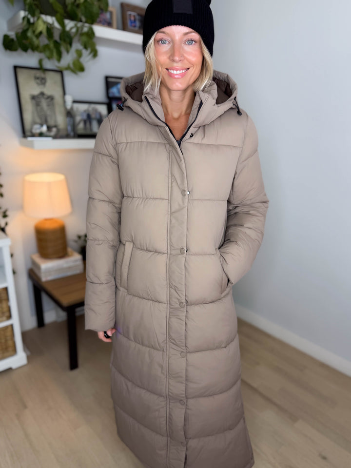 ONLY Premium Puff XLong Jacket- TAUPE GRAY