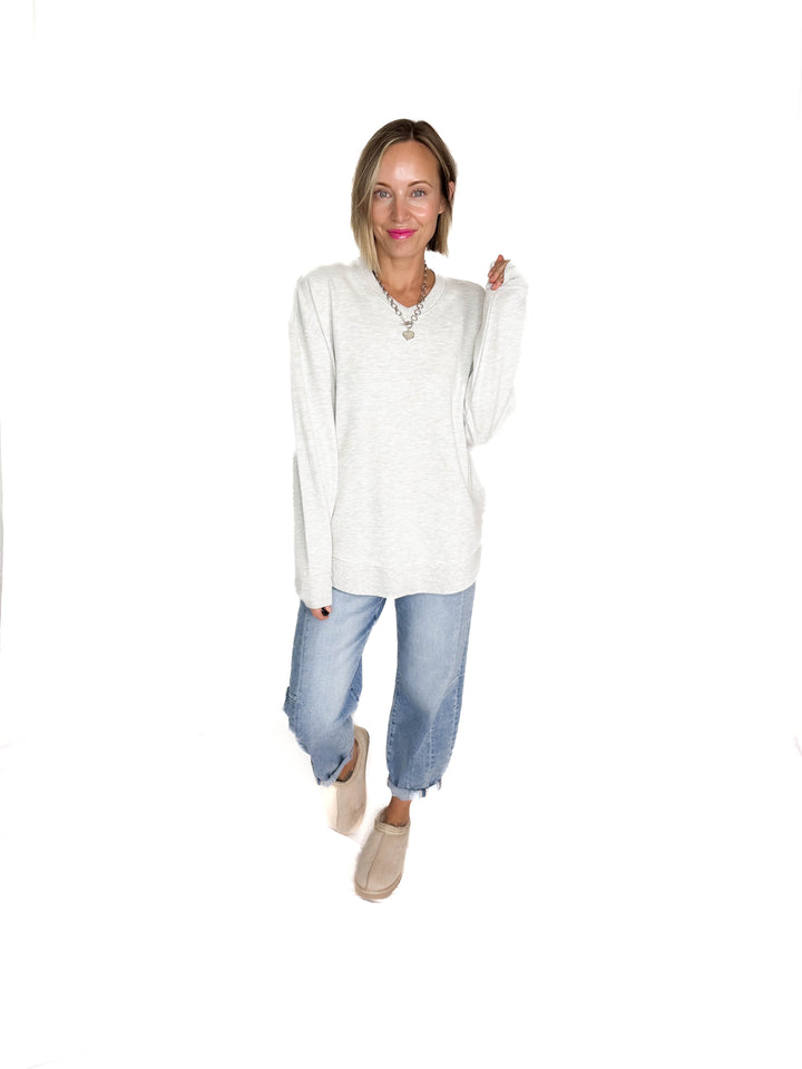 ROYCE East Hall V-Neck Sweatshirt- OATMEAL