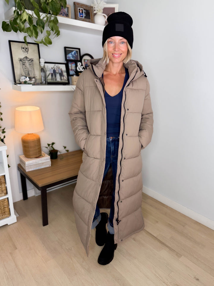 ONLY Premium Puff XLong Jacket- TAUPE GRAY