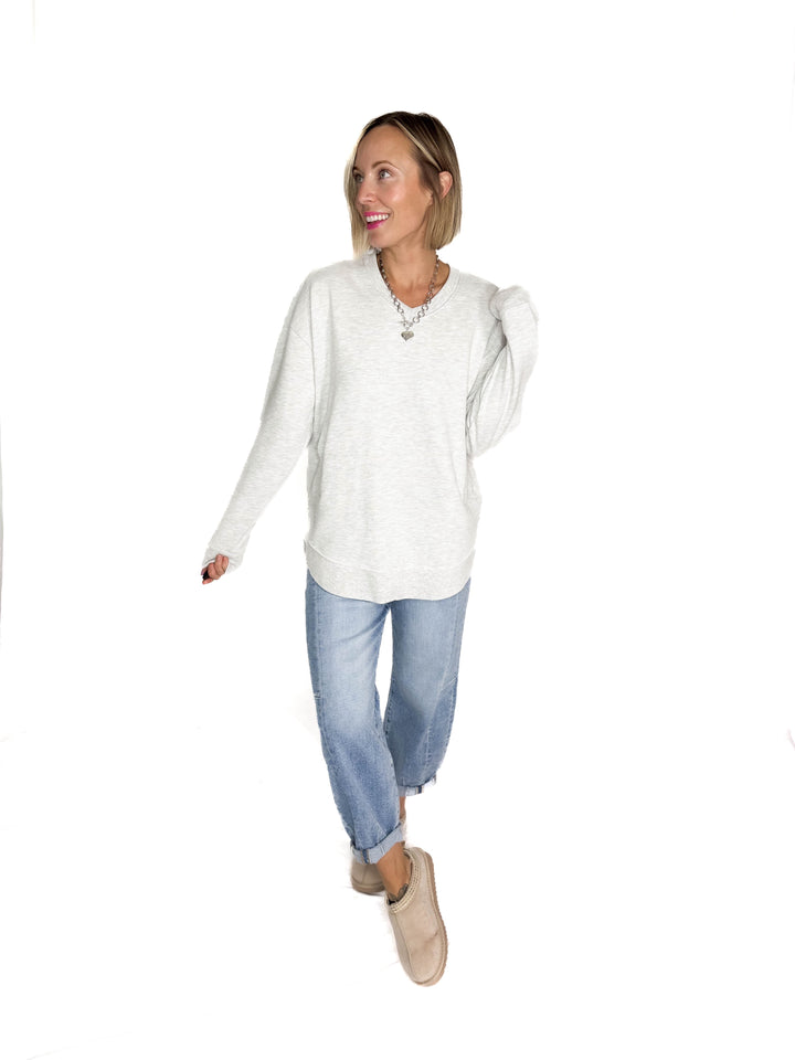 ROYCE East Hall V-Neck Sweatshirt- OATMEAL
