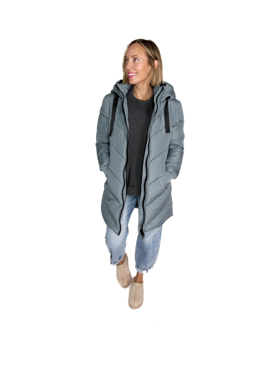 ONLY Skylar Hooded Puffer Jacket- STORMY WEATHER
