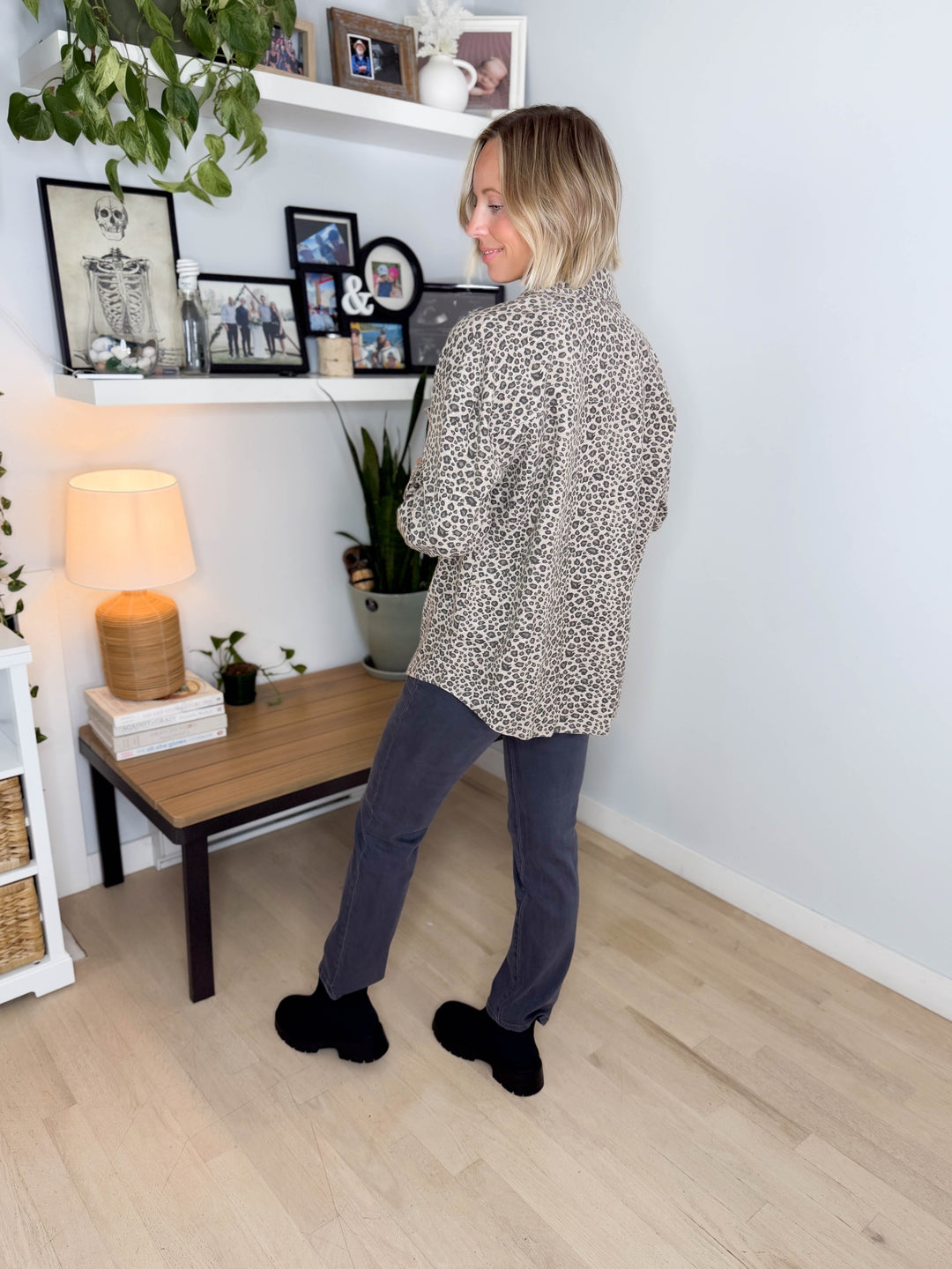 Frankie Brushed Leopard Shacket- TAUPE/BLACK