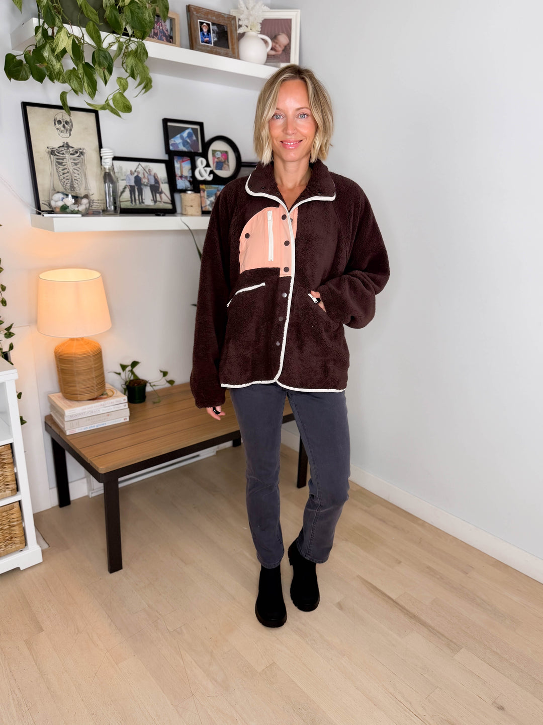 Mary Snap Button Fleece- ESPRESSO