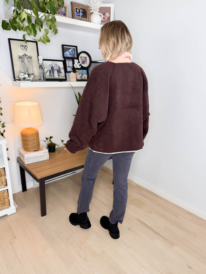 Mary Snap Button Fleece- ESPRESSO