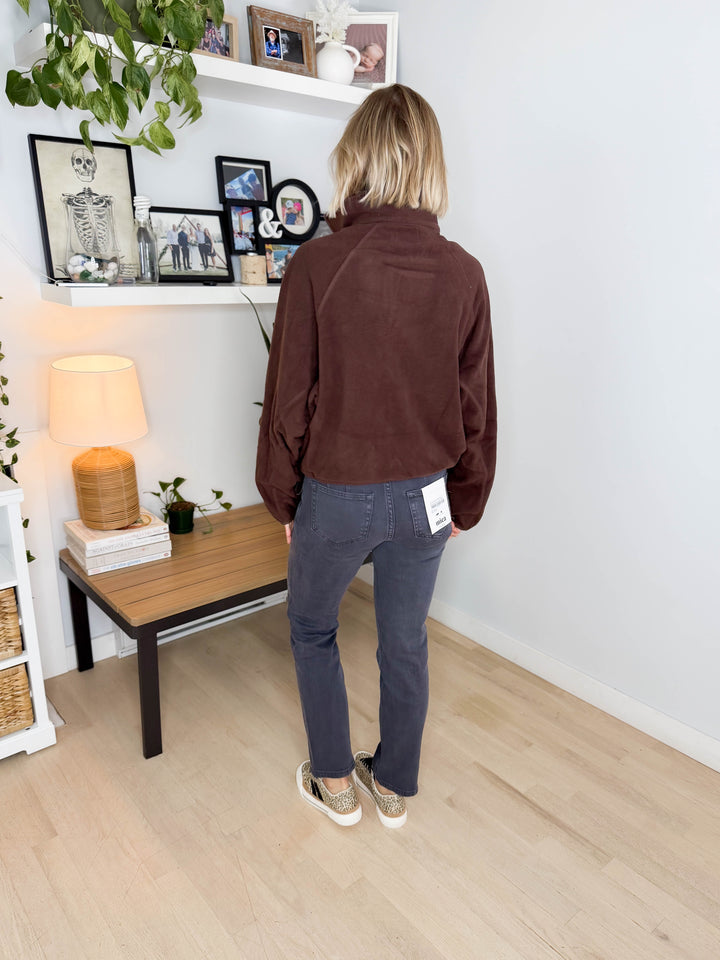 Hazella Full Zip Fleece Jacket- DARK BROWN