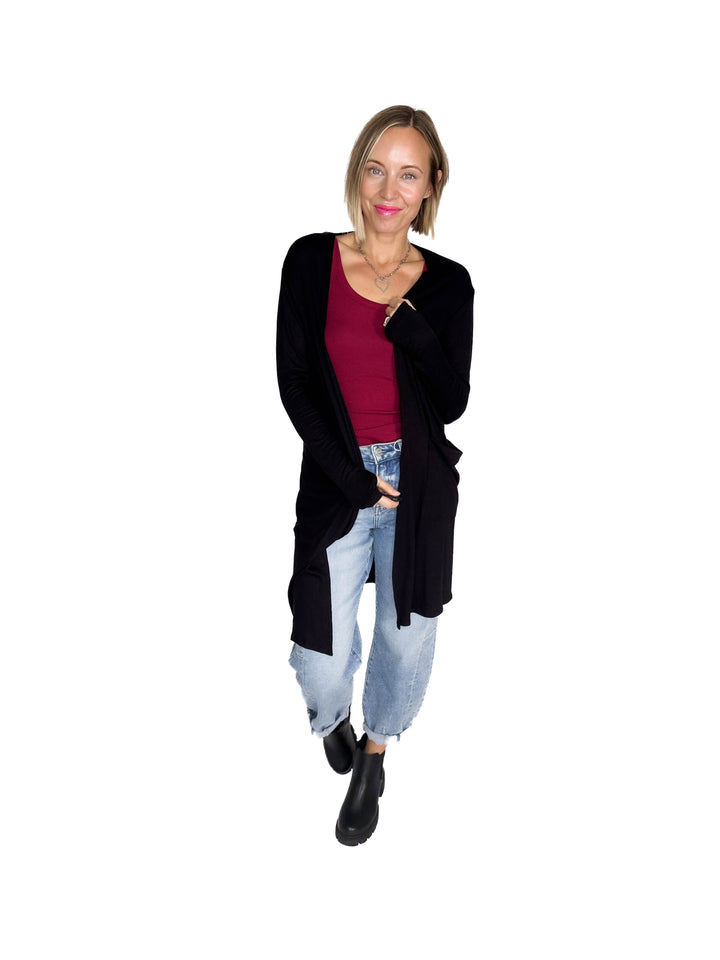 Sierra Ribbed Cardigan- BLACK