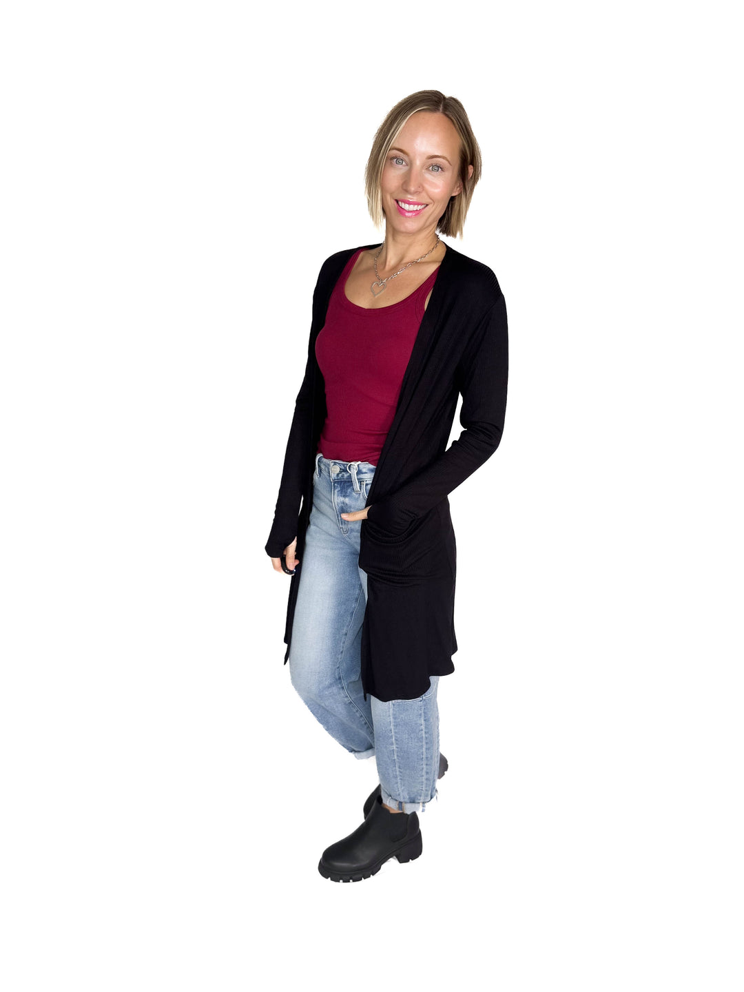 Sierra Ribbed Cardigan- BLACK