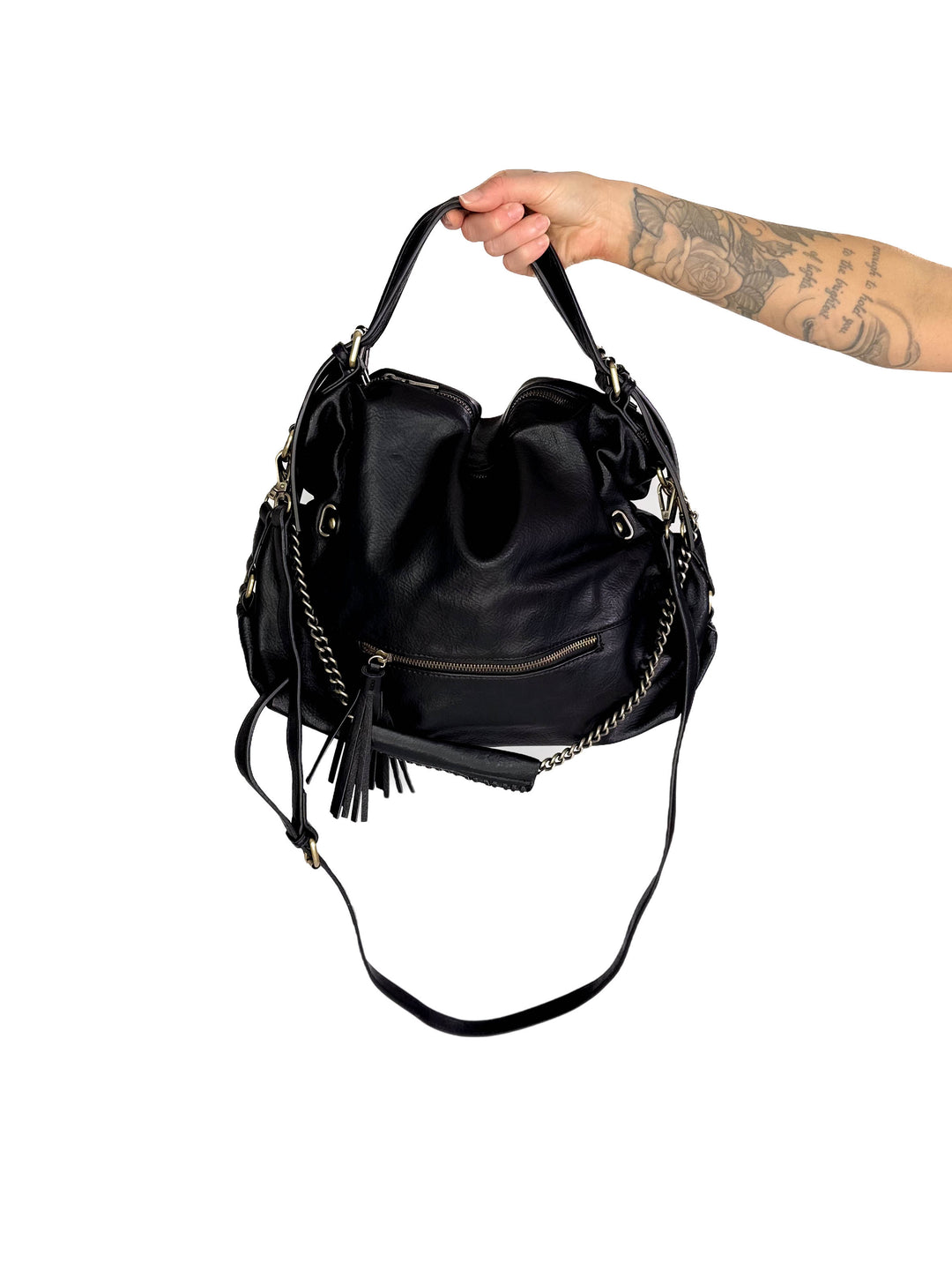 Jamila Rustic Tote Bag- BLACK