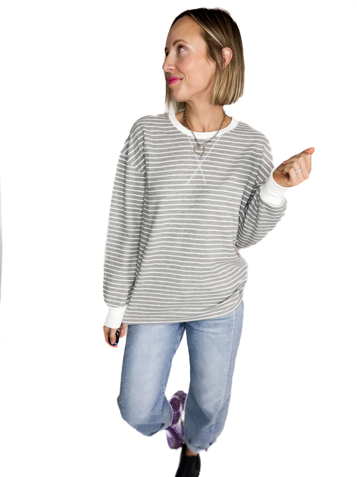 MICHELLE MAE Lola Thermal Long Sleeve- GREY