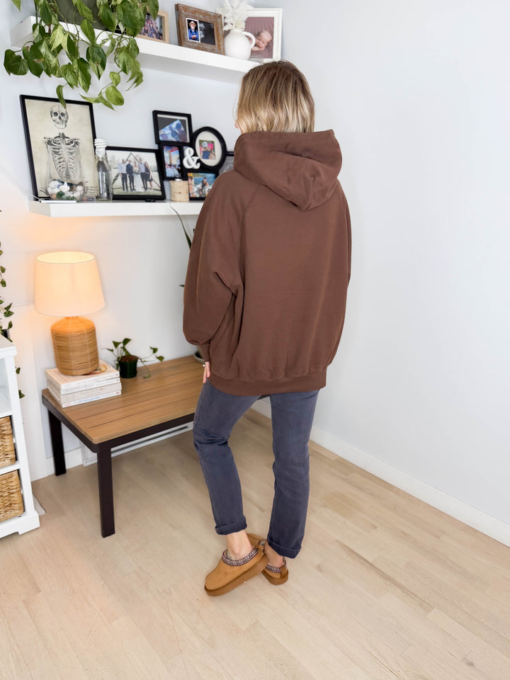 Tanis Premium Fleece Hoodie- BROWN