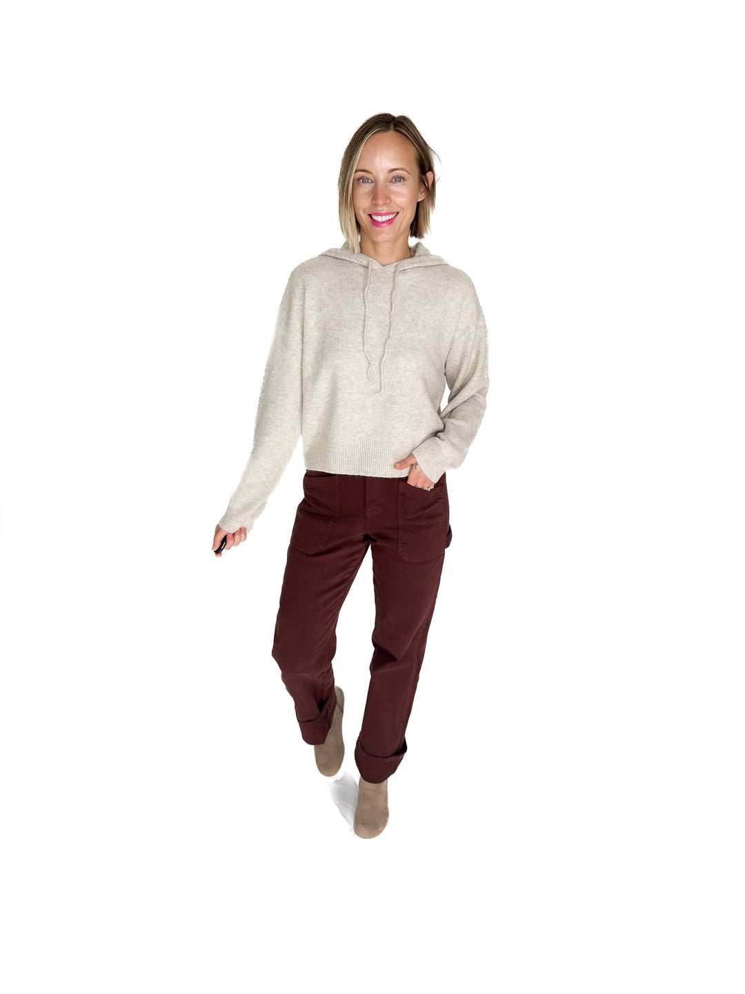 ONLY Rue Knit Hooded Sweater- CHATEAU GRAY