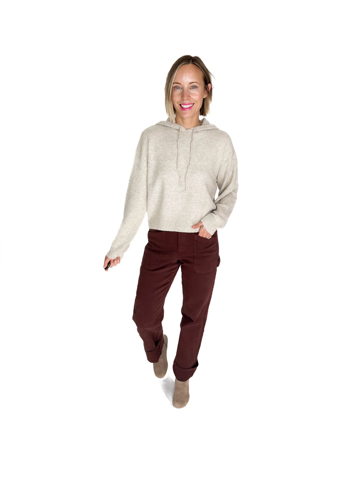 ONLY Rue Knit Hooded Sweater- CHATEAU GRAY