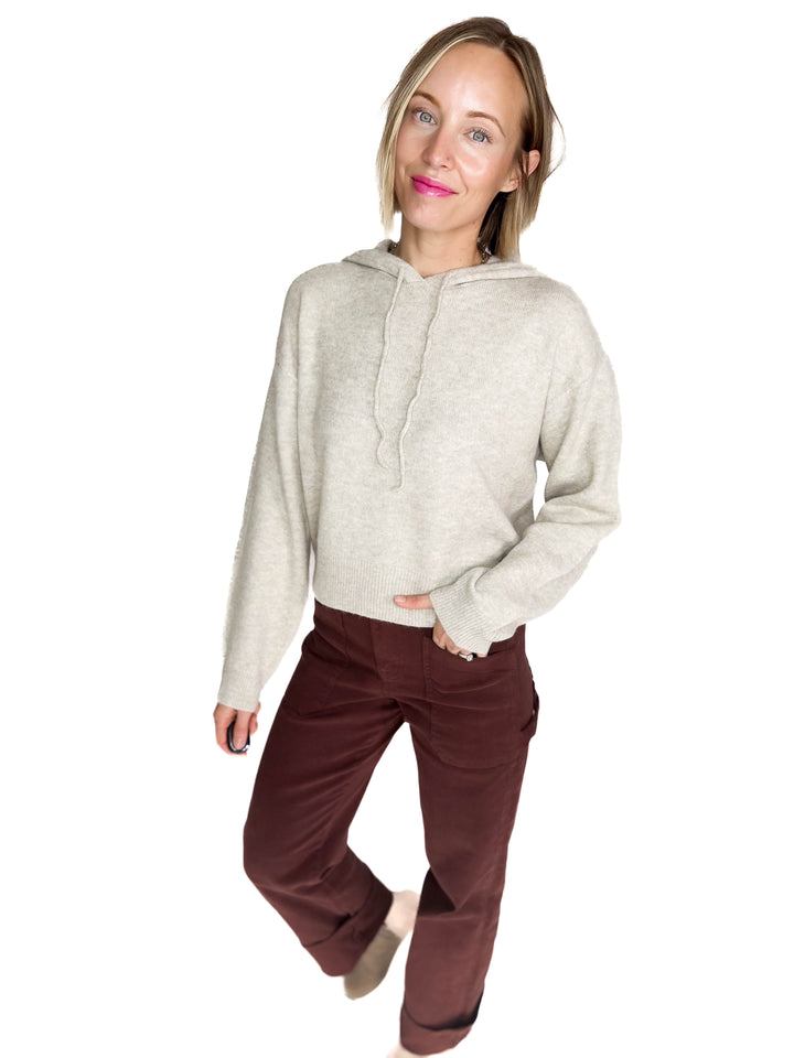 ONLY Rue Knit Hooded Sweater- CHATEAU GRAY