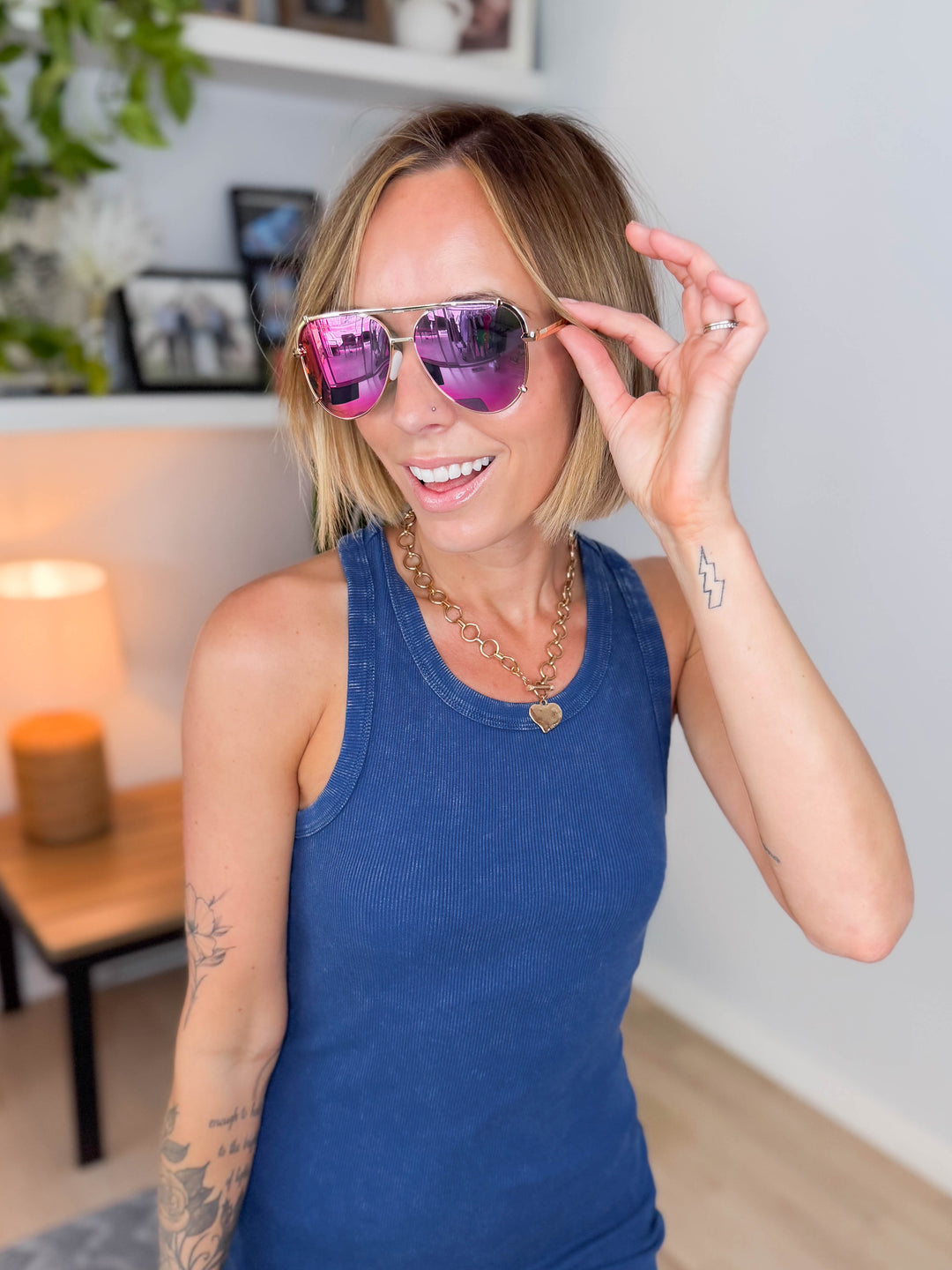 DAX Shay Polarized Aviator- HOT PINK