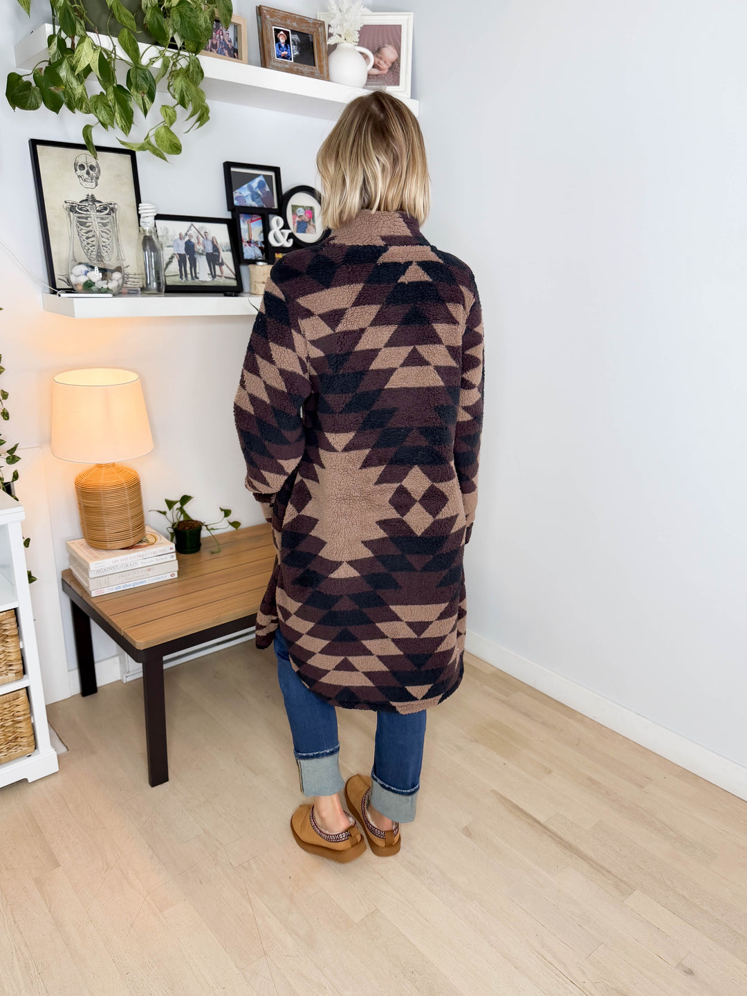 Ainsley Longline Sherpa Jacket- COFFEE BEAN