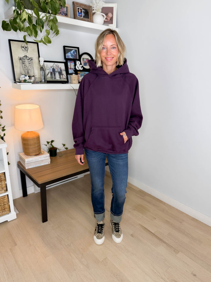 Tanis Premium Fleece Hoodie- PLUM