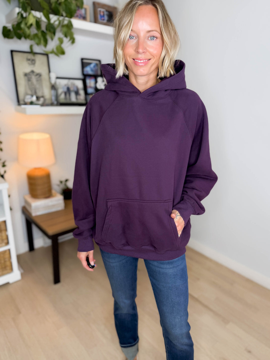 Tanis Premium Fleece Hoodie- PLUM