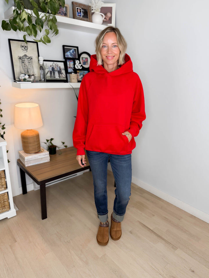 Tanis Premium Fleece Hoodie- RED