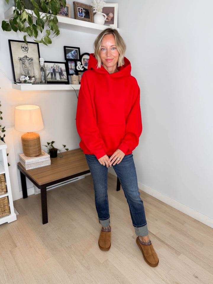 Tanis Premium Fleece Hoodie- RED