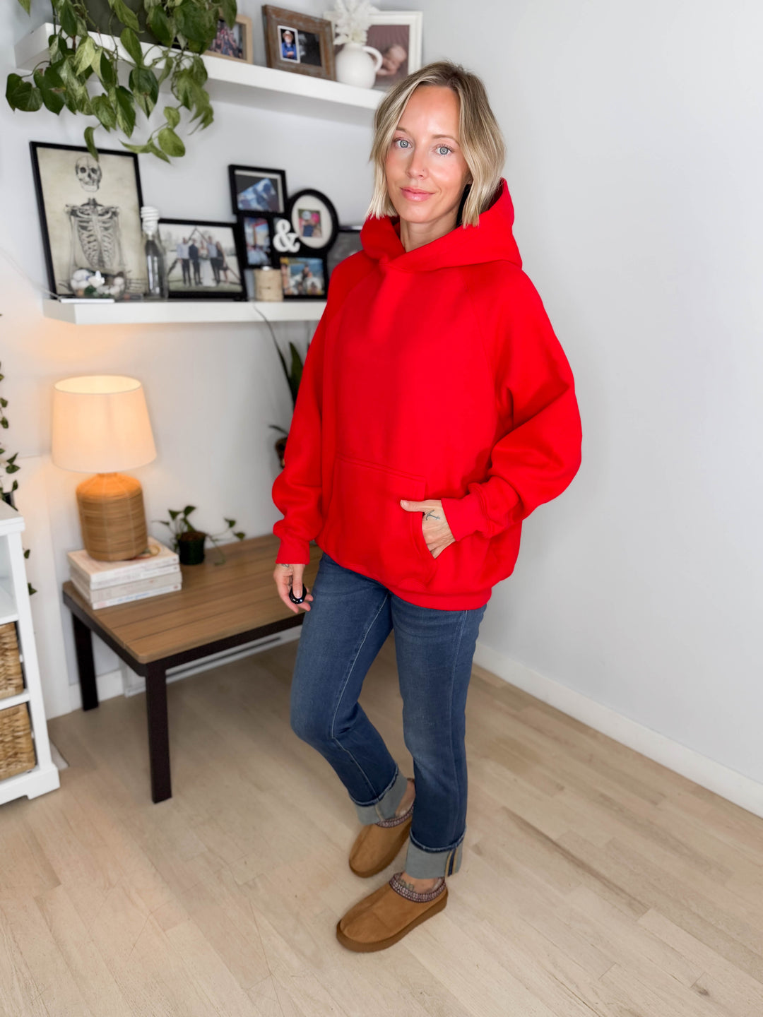 Tanis Premium Fleece Hoodie- RED