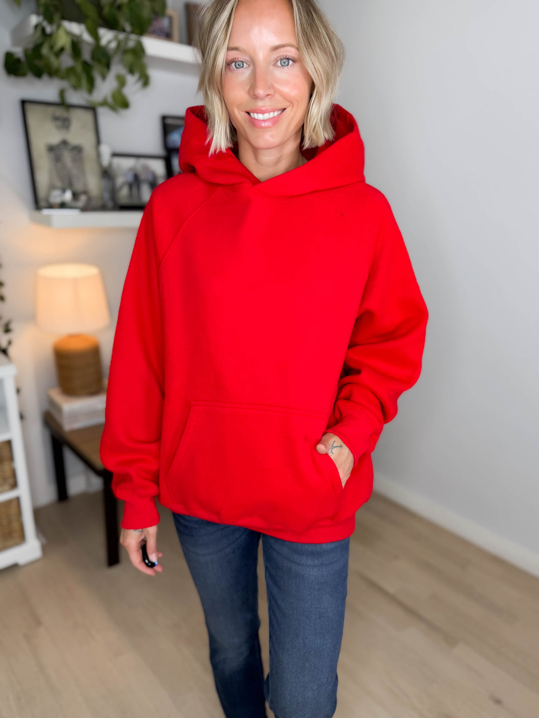 Tanis Premium Fleece Hoodie- RED
