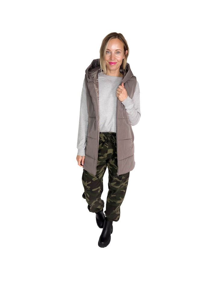 Frost + Fizz Puffer Vest- GUN METAL