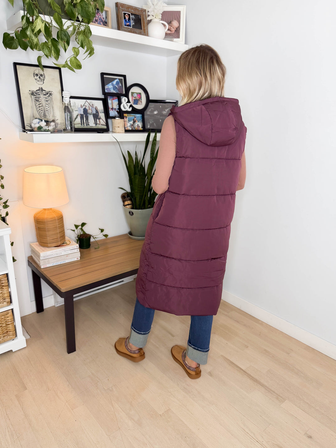 ONLY Jackson Long Puffer Vest-FUDGE