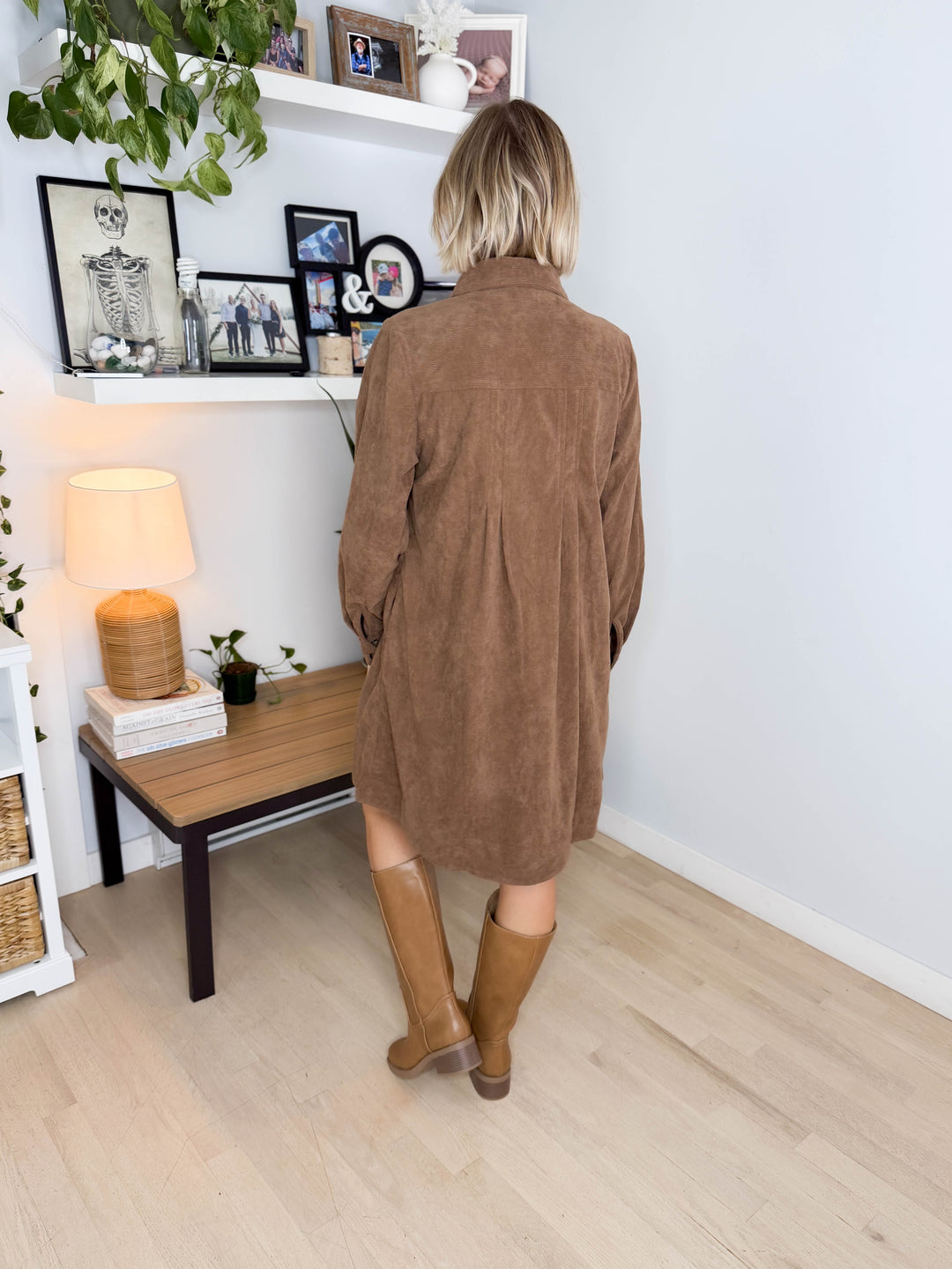 Evenelle Corduroy Mini Dress- MOCHA