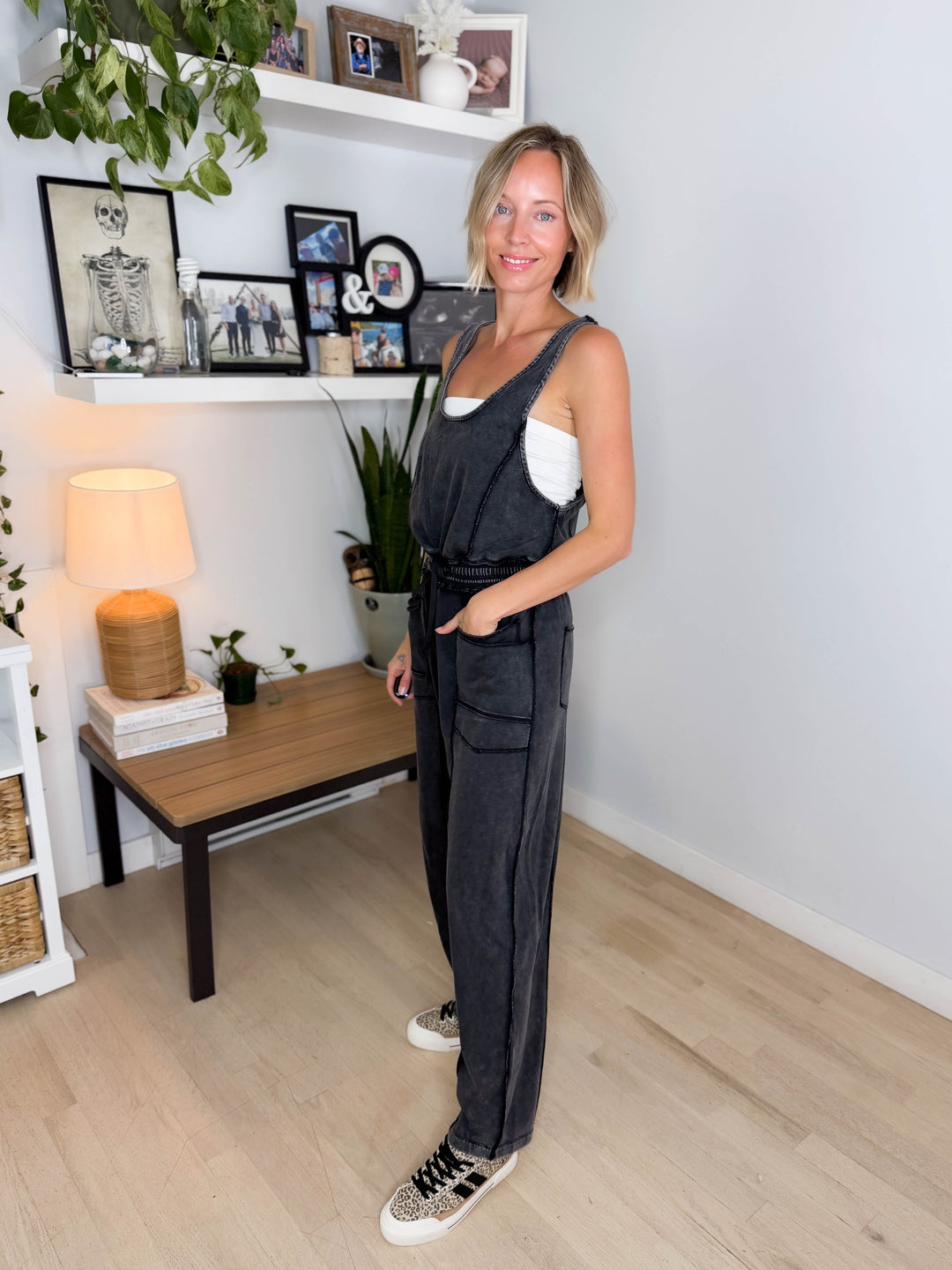 Amery Mineral Washed Jumpsuit- BLACK
