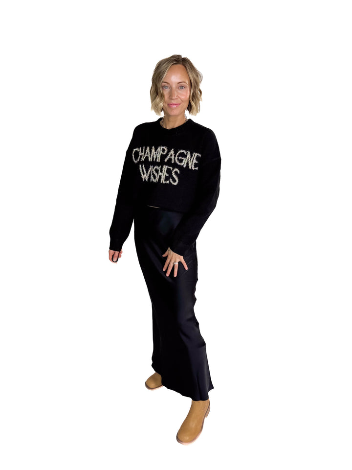 Rora Satin Maxi Skirt- BLACK