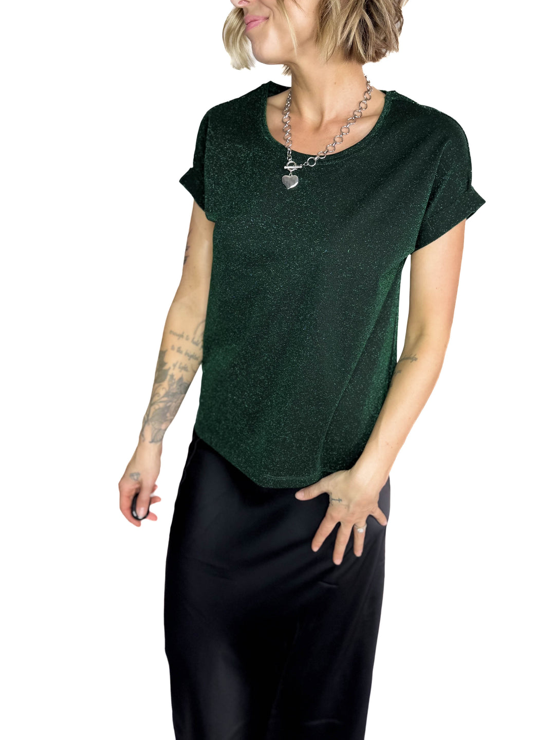 ONLY Moster Glitter Top- EMERALD