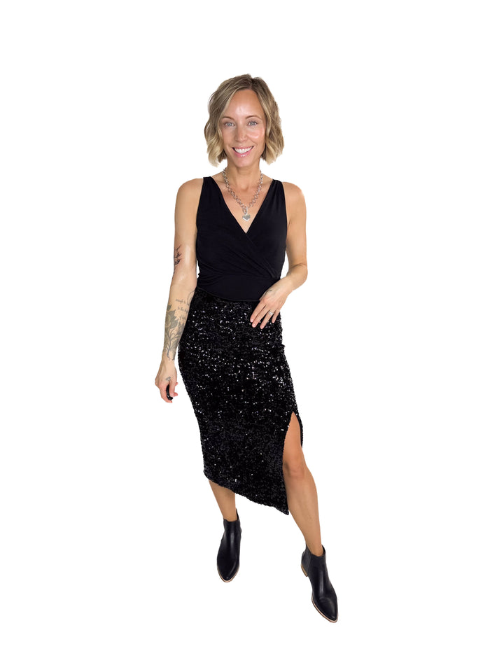 VERO MODA Esta V-Neck Top- BLACK