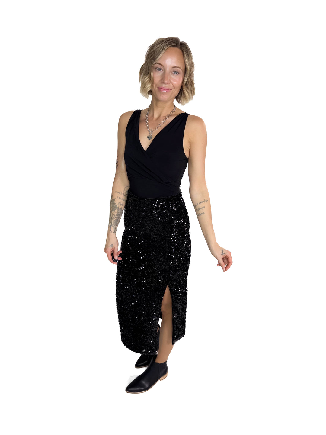 VERO MODA Esta V-Neck Top- BLACK