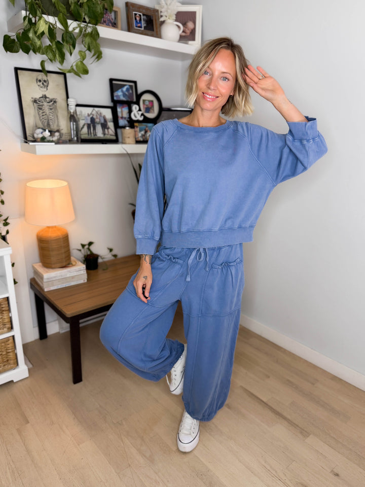 Kerima Washed Cotton Barrel Set- DUSTY BLUE